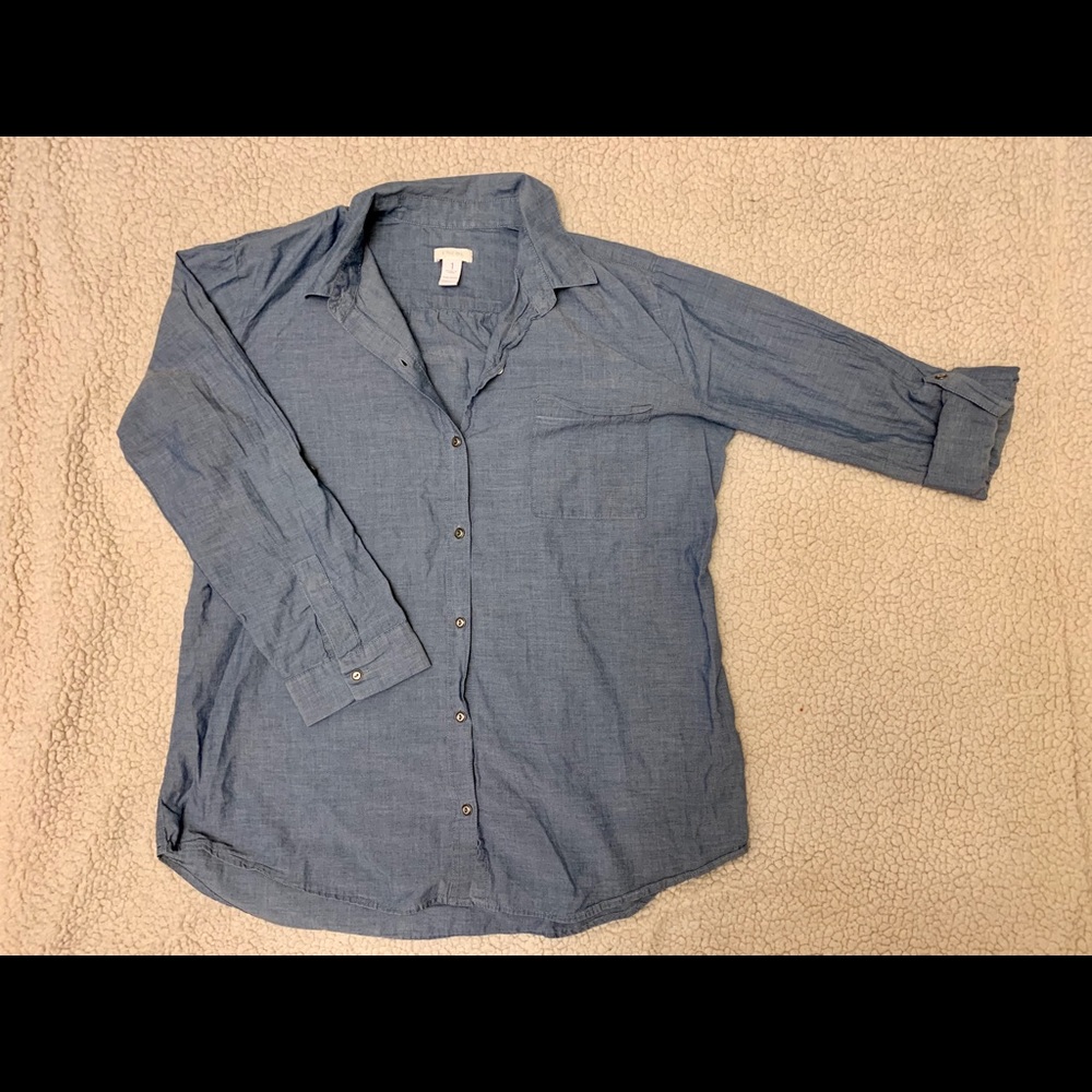 Chico’s Blue Cotton Long-Sleeve Shirt